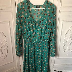Sheer Knee Length Green Dress